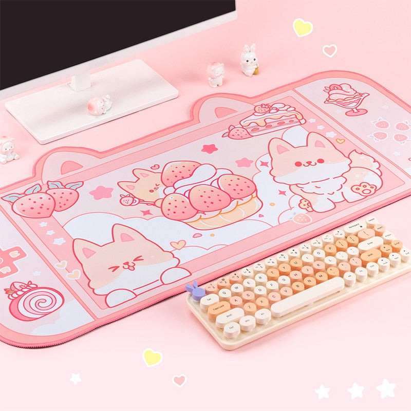 Kawaii Strawberry Puppies Mousepad