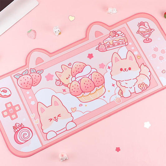 Kawaii Strawberry Puppies Mousepad