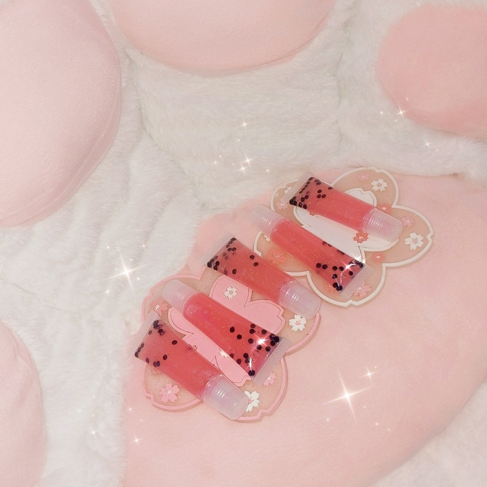 Kawaii Pink Matcha Boba Vegan Lipgloss - U.S. SHIPPING ONLY