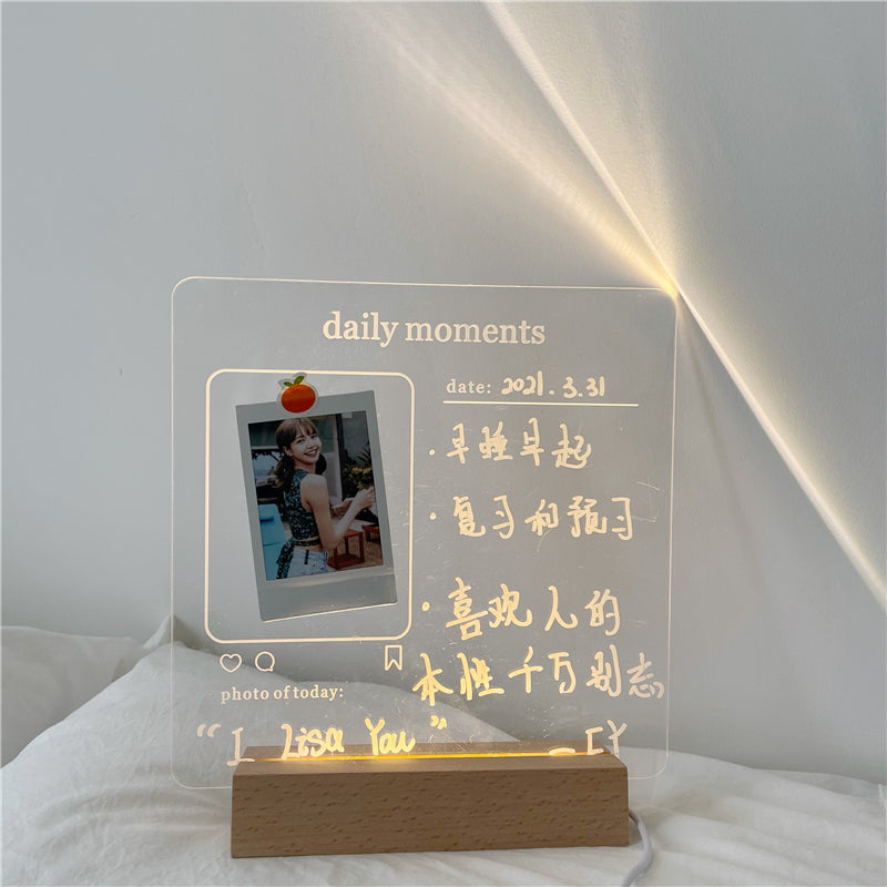 Desk Space Acrylic Message Board Lamp