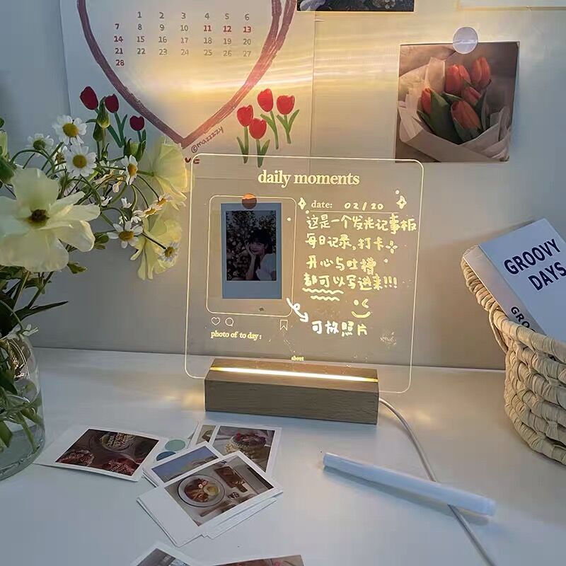 Desk Space Acrylic Message Board Lamp