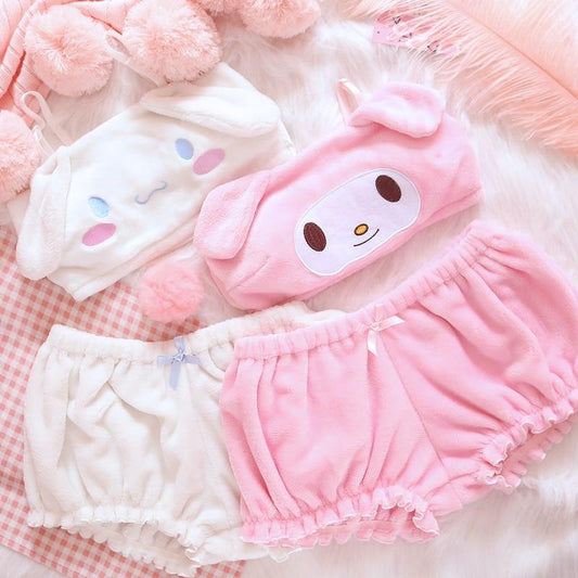 My Melody & Cinnamon Roll Fluffy Lingerie Set - Momo Babe